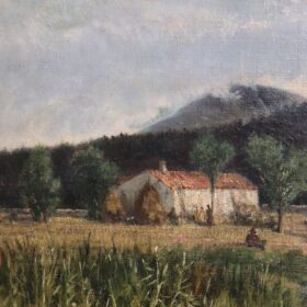 19th Century Nicola Palizz Oil Painting on Canvas Italian Landscape