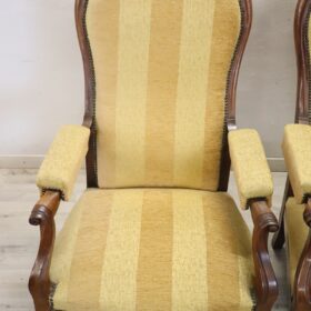 Mid 19th Century Italian Louis Philippe Pair of Antique Reclining Armchairs