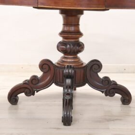 Mid 19th Century Italian Louis Philippe Antique Walnut Pedestal Table