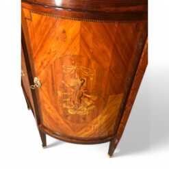 Demilune Cabinet with Secretary Desk- side view with marquetry detail- Styylish