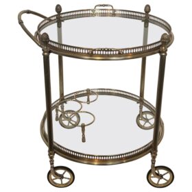 Maison Bagués Neoclassical Style Round Brass Drinks Trolley