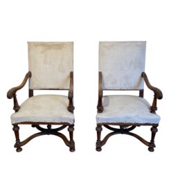 Pair of Louis XIII Style High-Backed Armchairs- Styylish