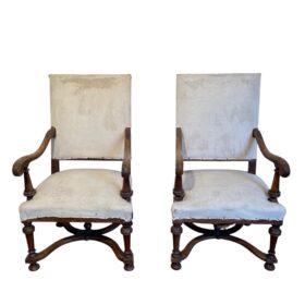 Pair of High-Backed Armchairs in the style of Louis XIII