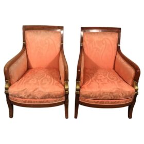 Pair of Empire-Style Bergère Chairs, 1840