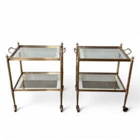 Maison Jansen End Tables with Removable Upper Trays