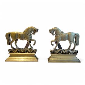 Pair of Bronze Horse Andirons, France 1970