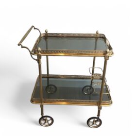 Maison Jansen Brass Bart Cart with Glass Shelves