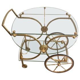 Neoclassical Brass Drinks Trolley with Removable Glass Sides, France