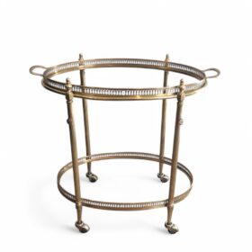 Oval Neoclassical Brass Drinks Trolley by Maison Jansen