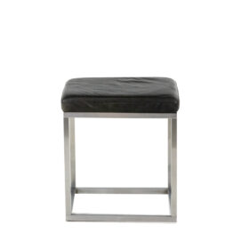 Maison Jansen Stool in brushed aluminum 1970s.