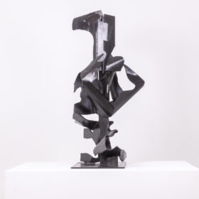 Jean Campa Vertical Sculpture in Patinated Metal, 1980s