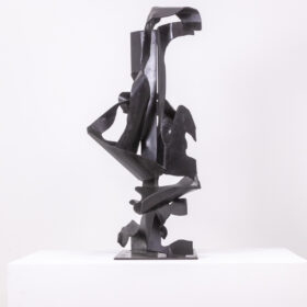 Jean Campa Vertical Sculpture in Patinated Metal, 1980s