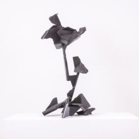 Jean Campa Geometric Sculpture in Polished Metal, 1980s