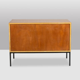 André Monpoix. Chest of drawers in varnished blond cherry. 1960s.