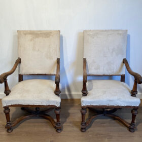 Pair of High-Backed Armchairs in the style of Louis XIII