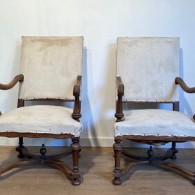 Pair of High-Backed Armchairs in the style of Louis XIII