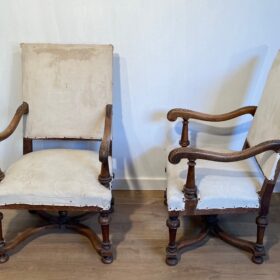 Pair of High-Backed Armchairs in the style of Louis XIII