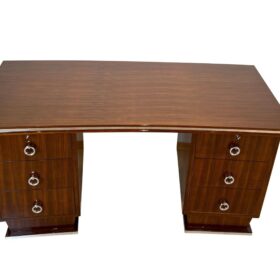 Art Deco Desk, Rosewood Veneer, Nickel, France circa 1930