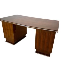 Art Deco Desk, Rosewood Veneer, Nickel, France circa 1930