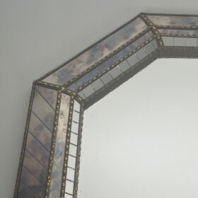Large Multi-Facets Mirror with Brass Garlands