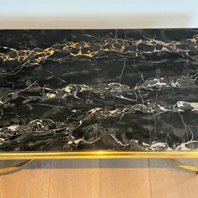 Bronze Coffee Table with Black Portor Marble Top in the style of Maison Jansen