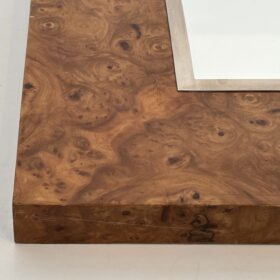 Elm Burl Veneer and Chrome Mirror by Willy Rizzo. Circa 1970