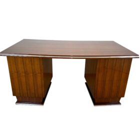 Art Deco Desk, Rosewood Veneer, Nickel, France circa 1930