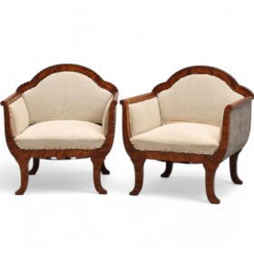 Pair of Swedish Biedermeier Tub Chairs, 1840-60