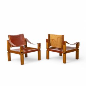 Pair of Pierre Chapo S10X Model Armchairs, Circa 1970.