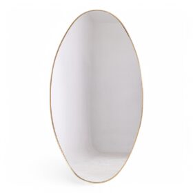 Oval-Shaped Mirror Set with Gilded Brass, 1970s