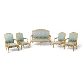 Louis XV Style Gilded Furniture Living Room Set, Circa 1880