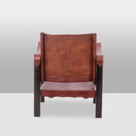 Safari Armchair in Wood and Cognac Leather. 1960s/70s.