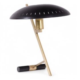 Louis Kalff Desk Lamp in Perforated Metal and Brass