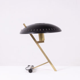 Louis Kalff Desk Lamp in Perforated Metal and Brass