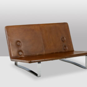 Kho Liang for Artifort Sofa, Model C683 in Leather and Chromed Metal, 1960s