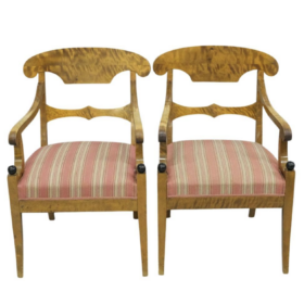 Swedish Biedermeier Antique Carver Chairs Late 1800s Birch