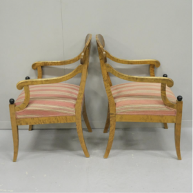 Swedish Biedermeier Antique Carver Chairs Late 1800s Birch