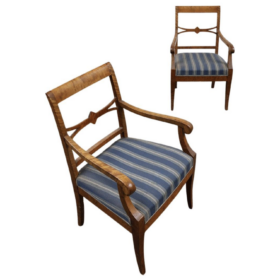 Pair of Swedish Biedermeier Carver Chairs, 19th C.