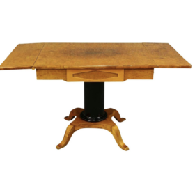 Antique Swedish Biedermeier Pedestal Drop-Leaf Table, 1800s