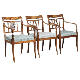 Set of Three Swedish Biedermeier Carver Chairs late 1800s