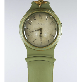 Swedish Antique Mora Clock, Green Early 1800s