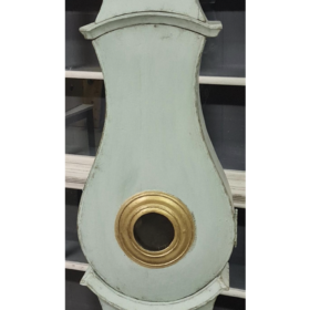 Antique Swedish Mora Clock Pale Blue and Gold, Early 1800s