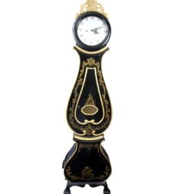 Antique Swedish Mora Clock 1800s, Black and Gold