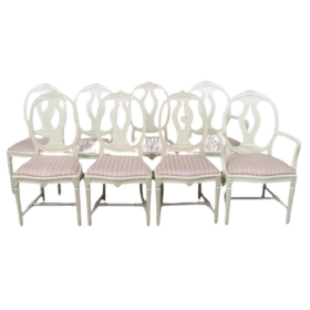 Swedish Gustavian Rose Back Dining Chairs, 1940s