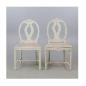 Swedish Gustavian Rose Back Dining Chairs, 1940s