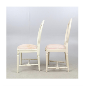 Swedish Gustavian Rose Back Dining Chairs, 1940s