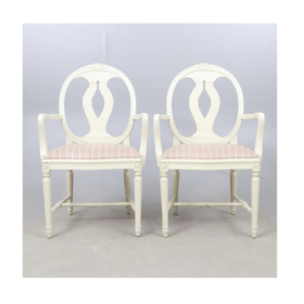 Swedish Gustavian Rose Back Dining Chairs, 1940s