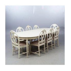 Swedish Gustavian Rose Back Dining Chairs, 1940s