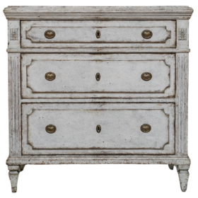 Swedish Gustavian Painted Chest of Drawers, Grey White C.1860