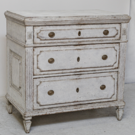 Swedish Gustavian Painted Chest of Drawers, Grey White C.1860